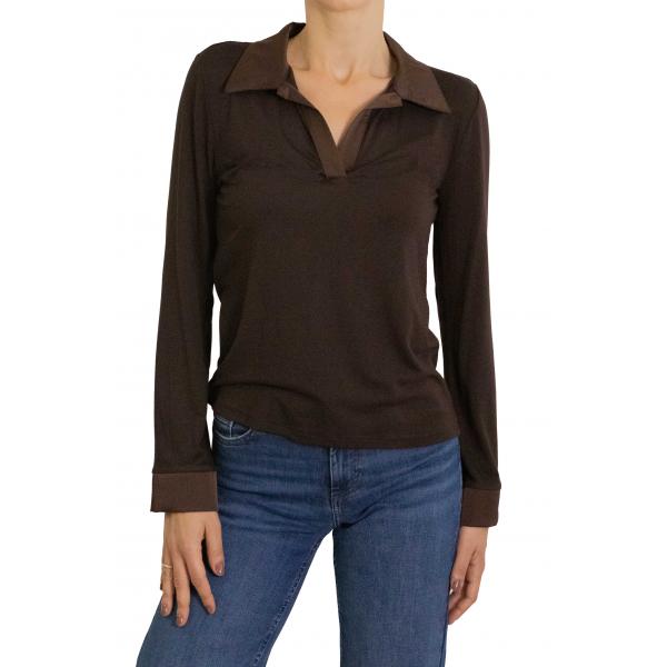 Maglia con colletto tinta unita 